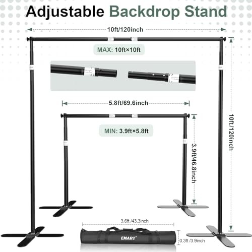 Pipe and Drape Backdrop Stand Kit 10x10ft, Heavy Duty Back Drop 10×10FT