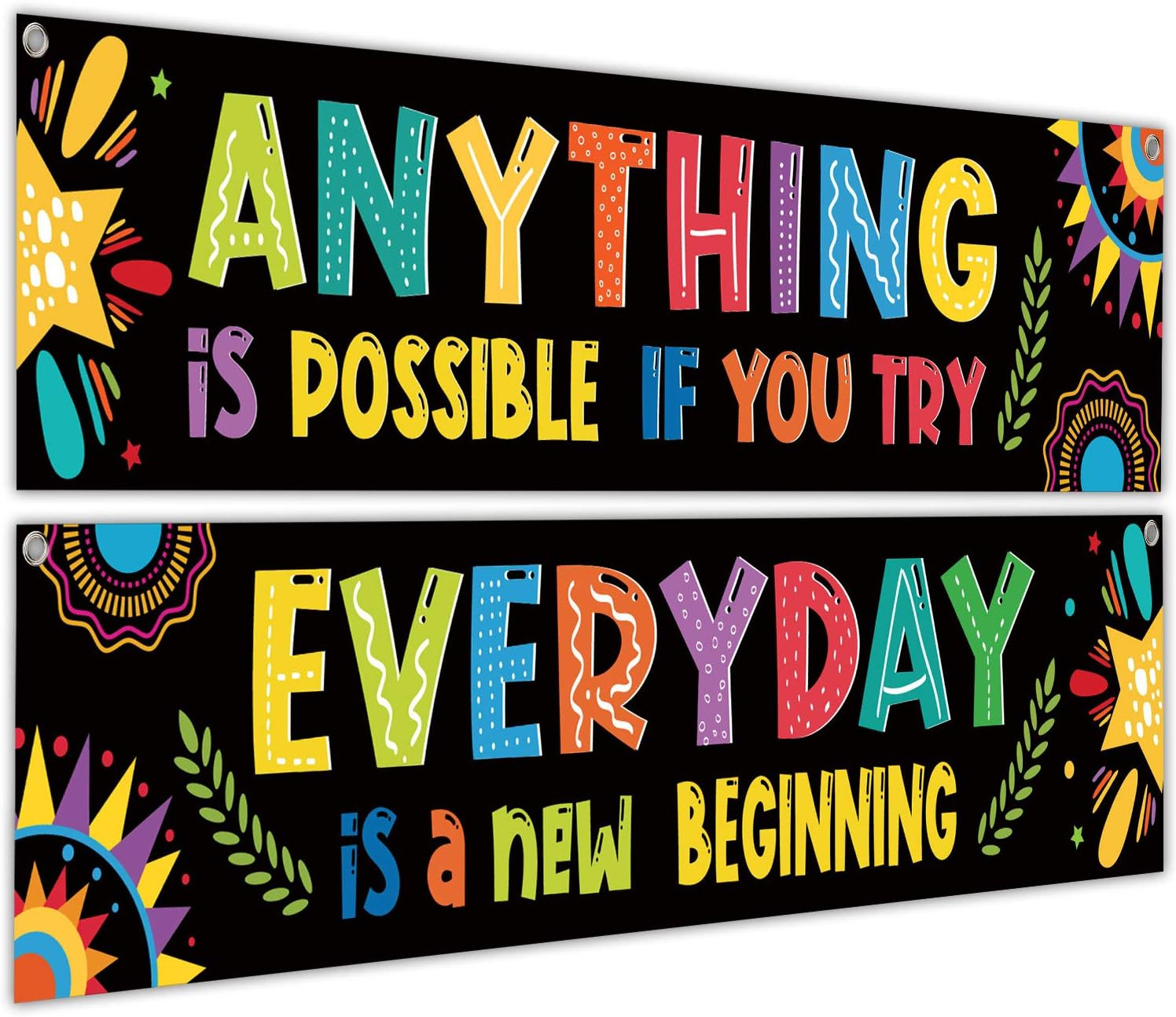 2 Pack Motivational Classroom Banner 13 X 61 in Inspirational Positive Banner Gr