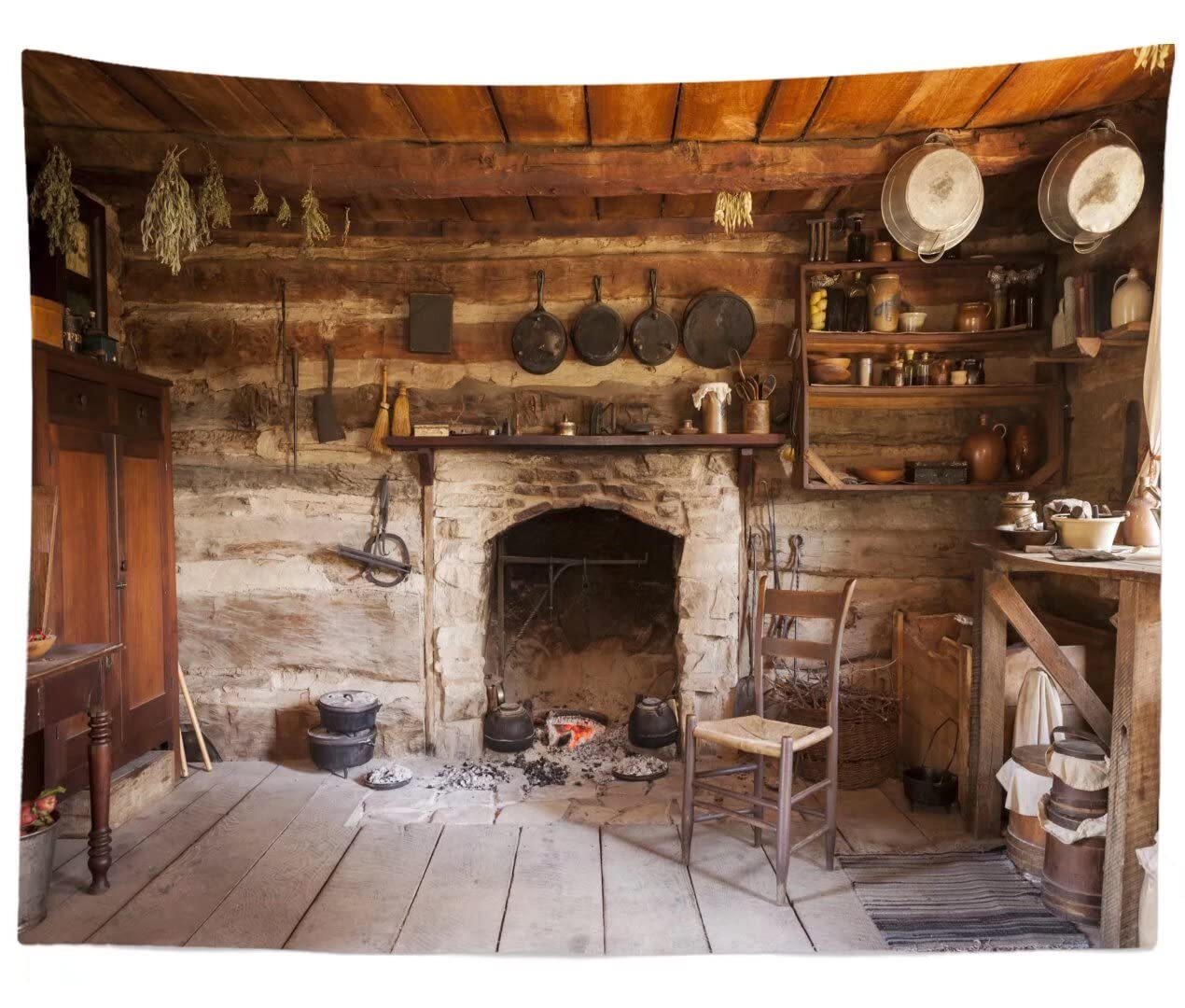 5x3ft Rustic Kitchen Backdrop Western Old Wooden House Interior Background