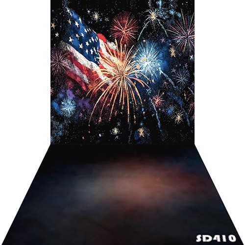 10’x20’America Flag Fireworks Scenic Microfiber Fabric background backdrop SD410