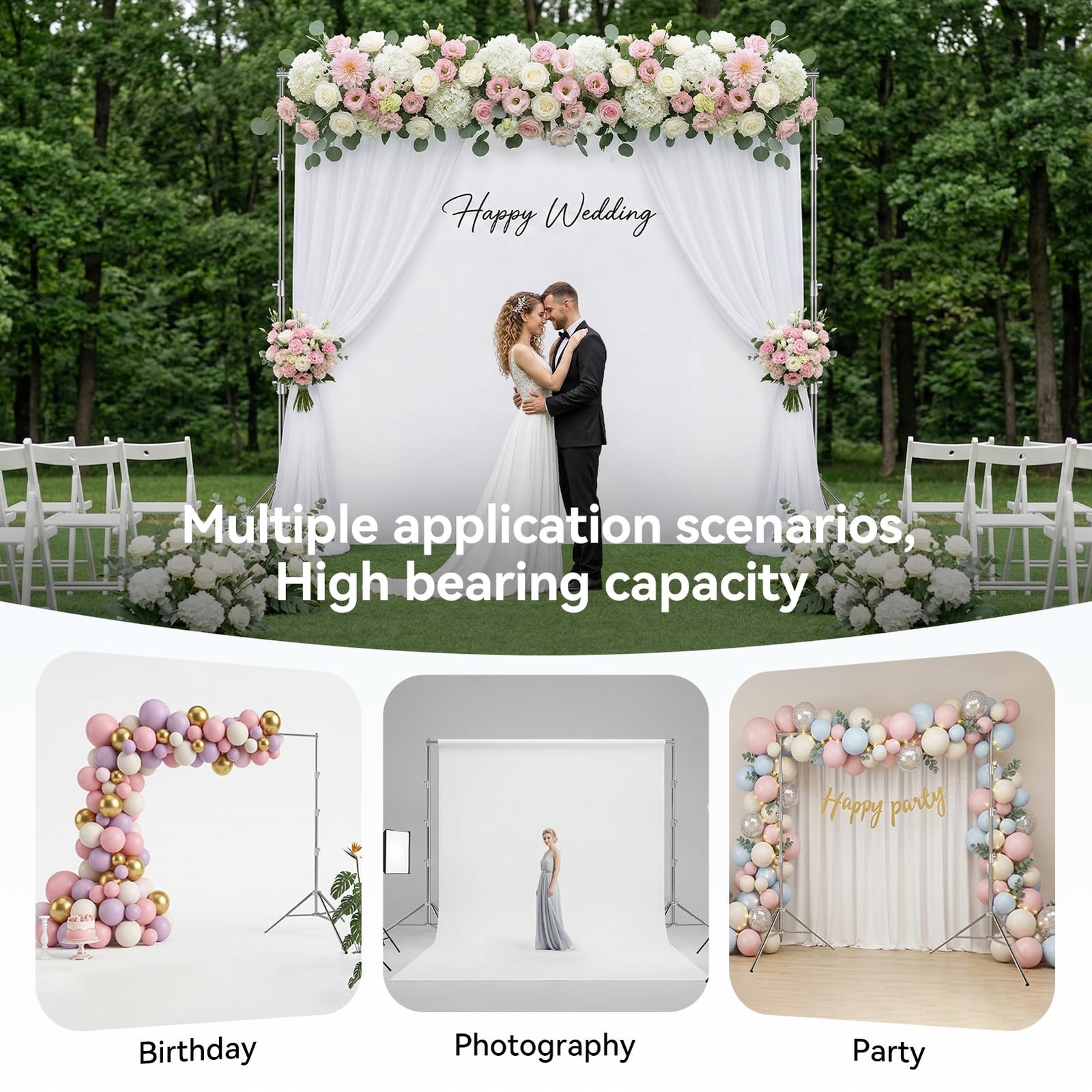 Stainless Steel 10x10FT Backdrop Stand Heavy Duty,Photo Back Drop Adjustable …