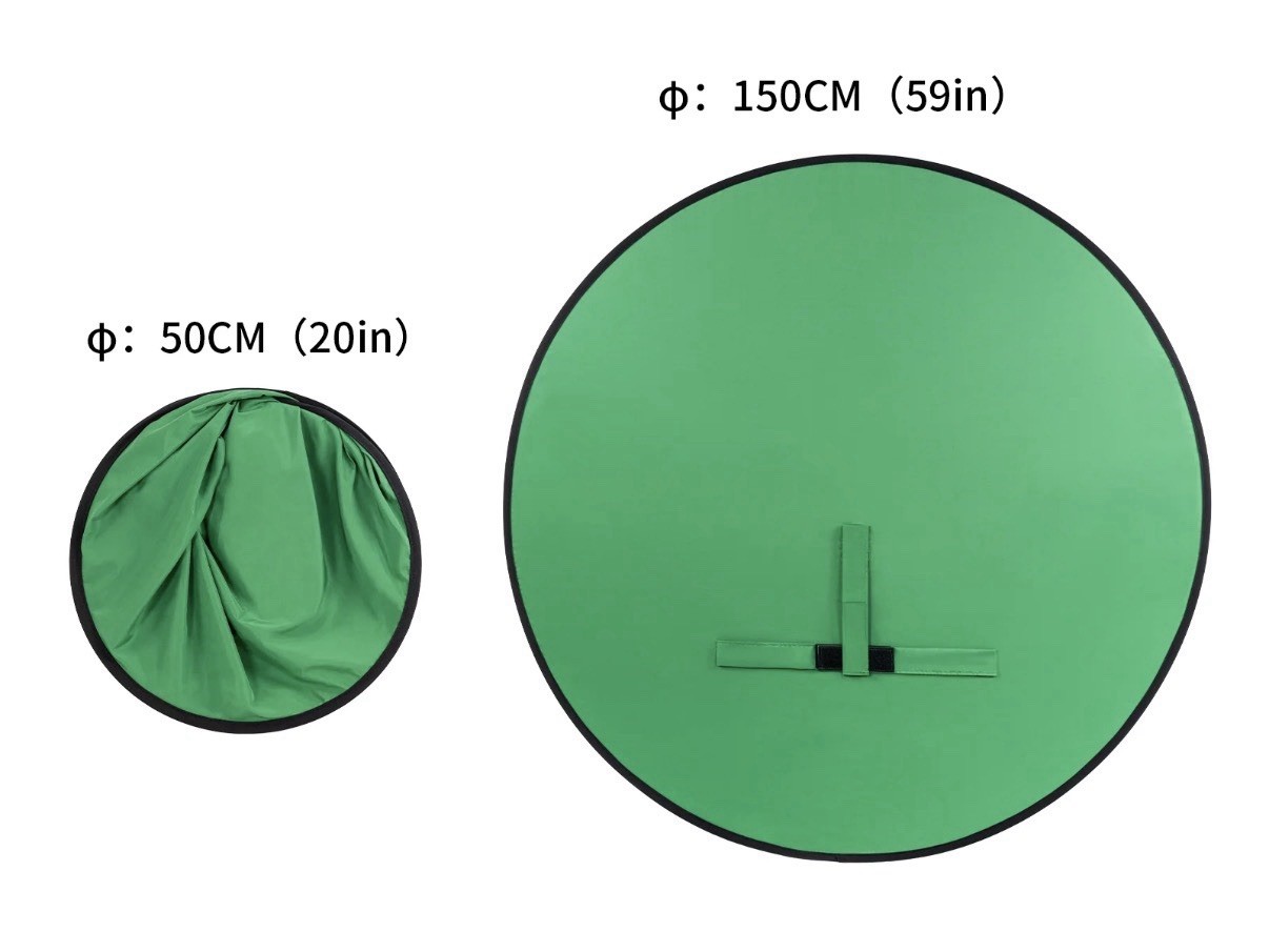 Green Screen Collapsible Polyester Backdrop, 59in/150 cm, Opaque