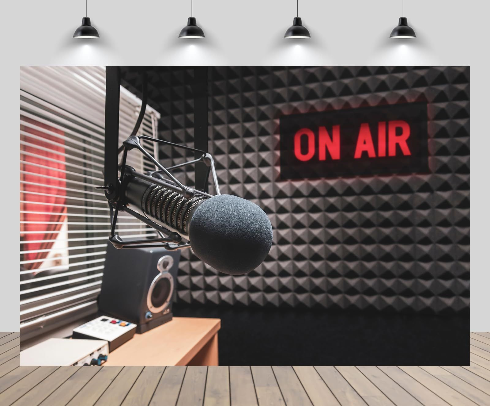 CHNYWORK 7ftx5ft Professional Microphone Backdrop Radio 7x5FT, B1-4722