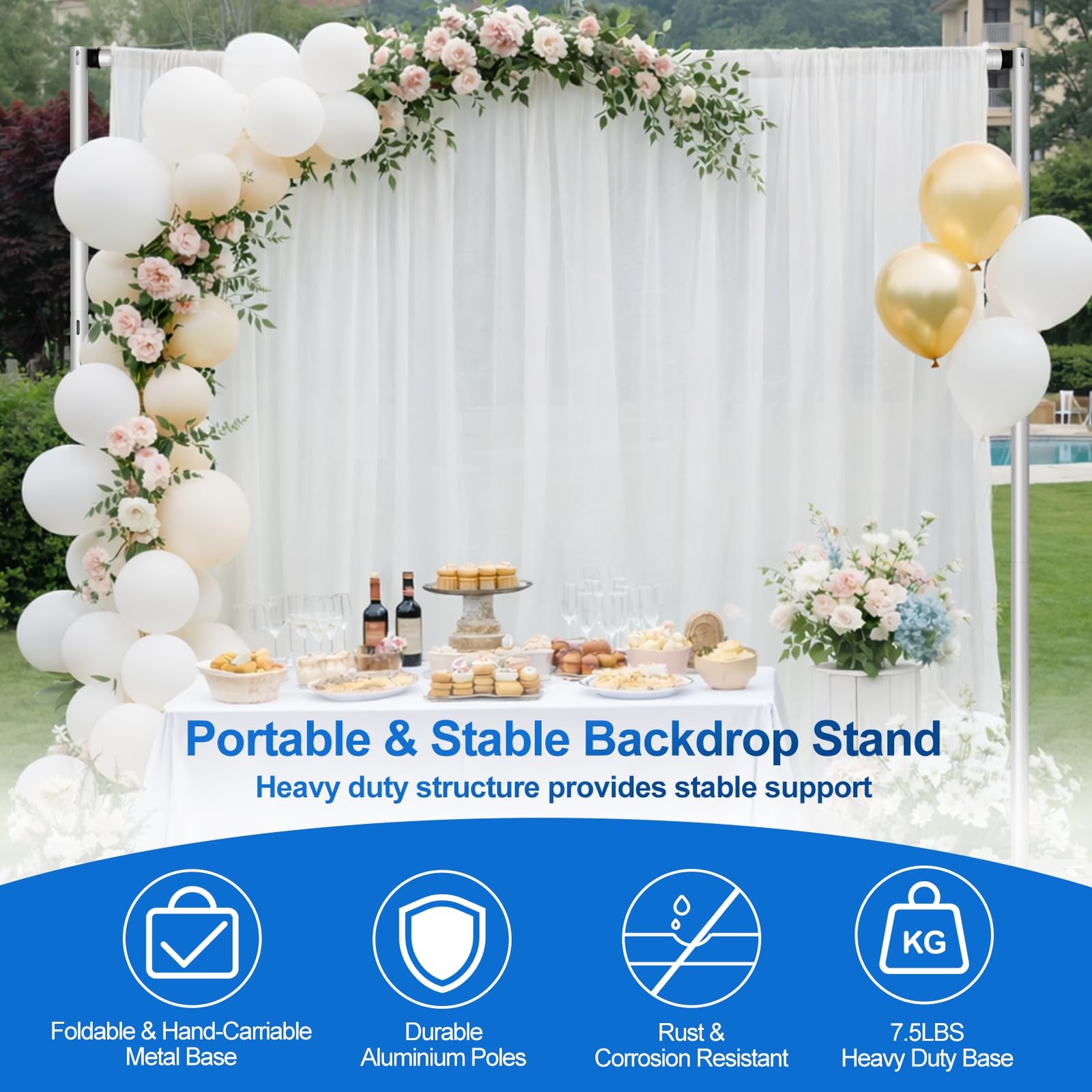 8.5 * 10ft Pipe and Drape Backdrop Stand KIt, Adjustable Heavy Duty Photo Bac…