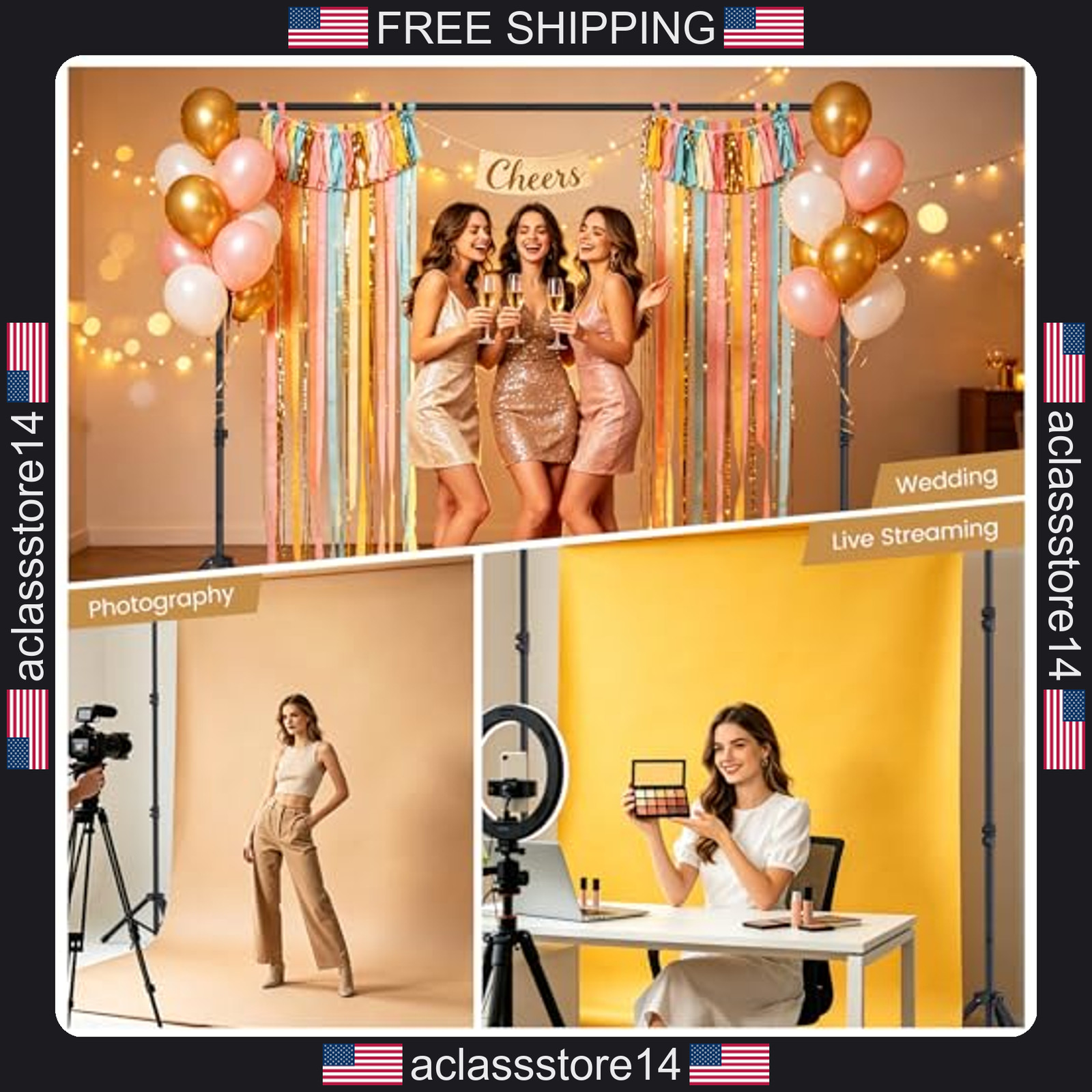 Forlogic 10×7.5ft backdrop stand heavy duty adjustable photo banner support