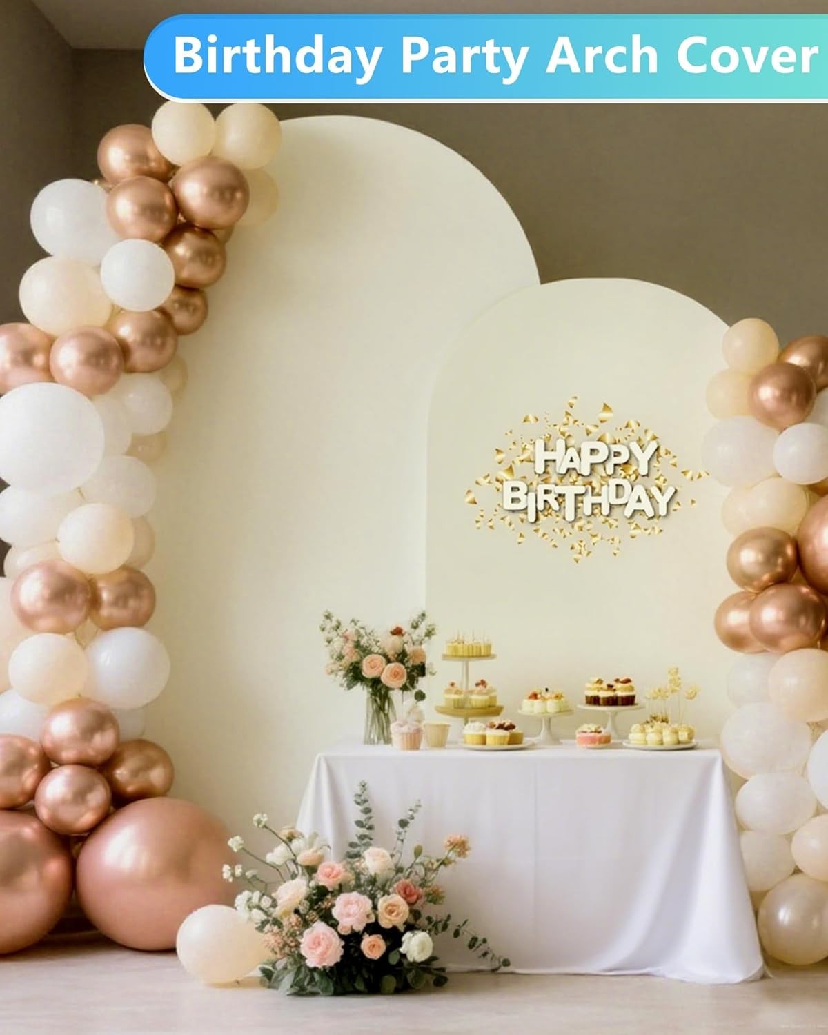 Elegant Light Beige Spandex Arch Backdrop – 7.2 ft & 6 ft for Celebrations
