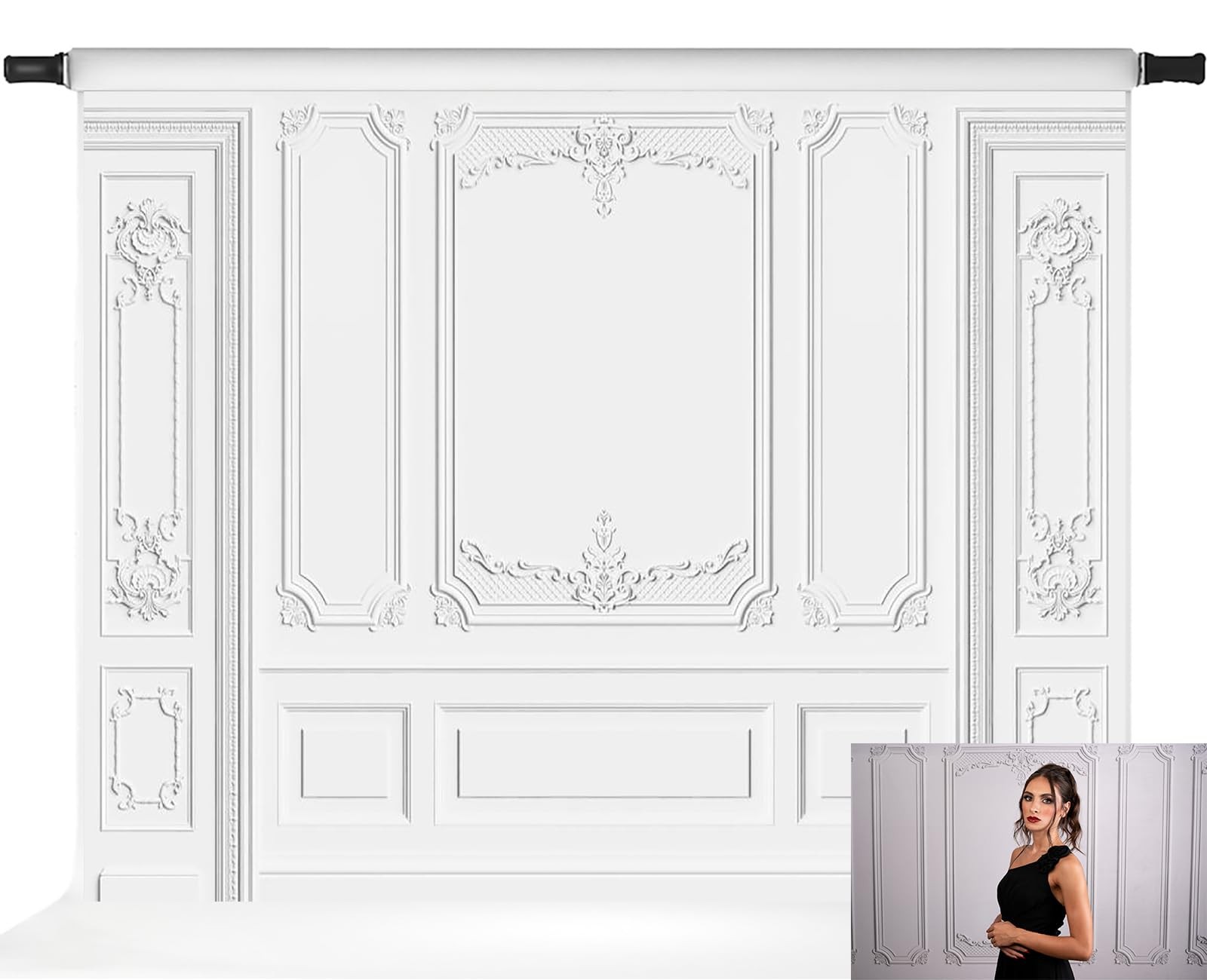 7x5ft Elegant White Wall Photography Backdrop Classic Interior Portrait Prop