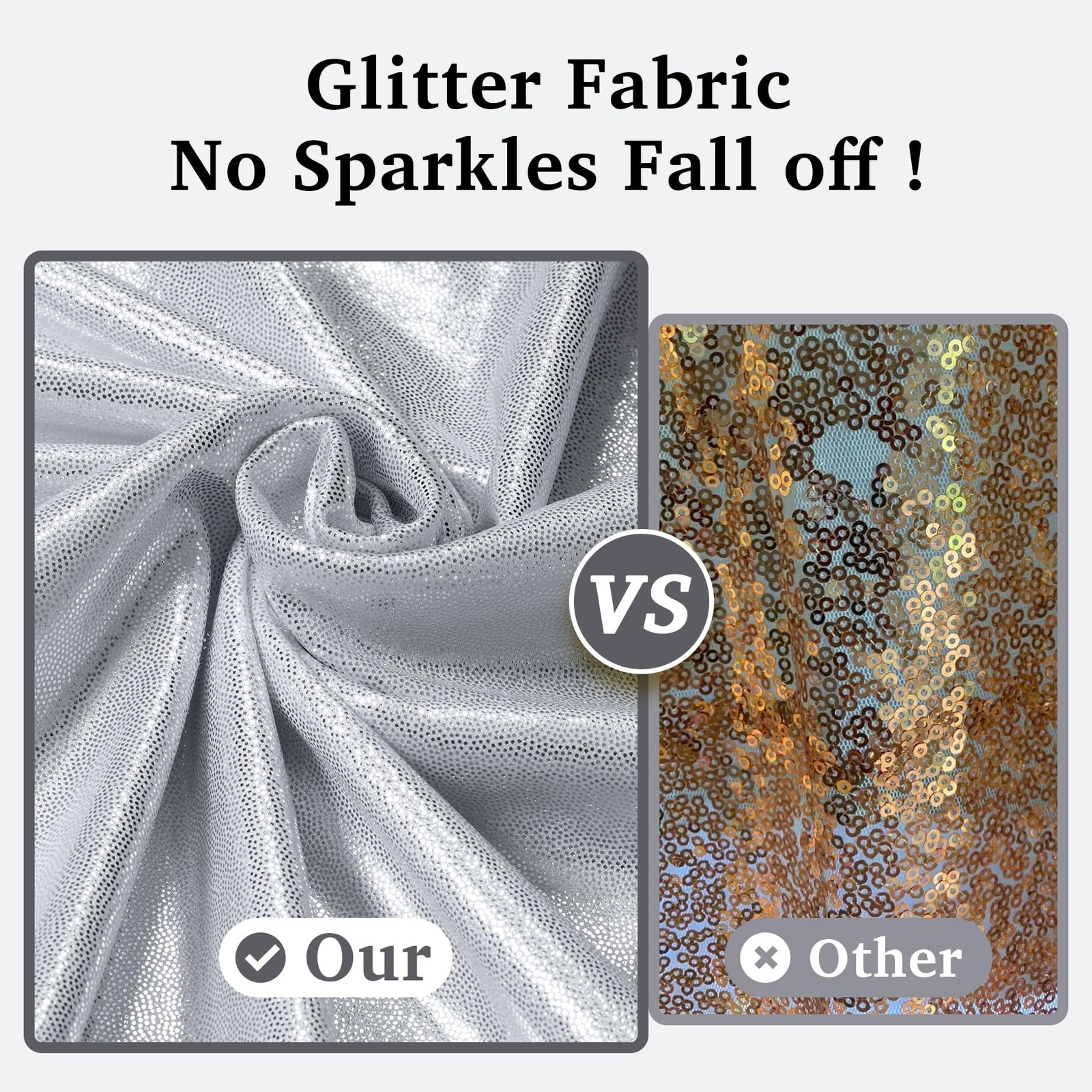 2 PCS 10x10ft Silver Sequin Backdrop Curtain Glitter Photo Drapes 5x10ft