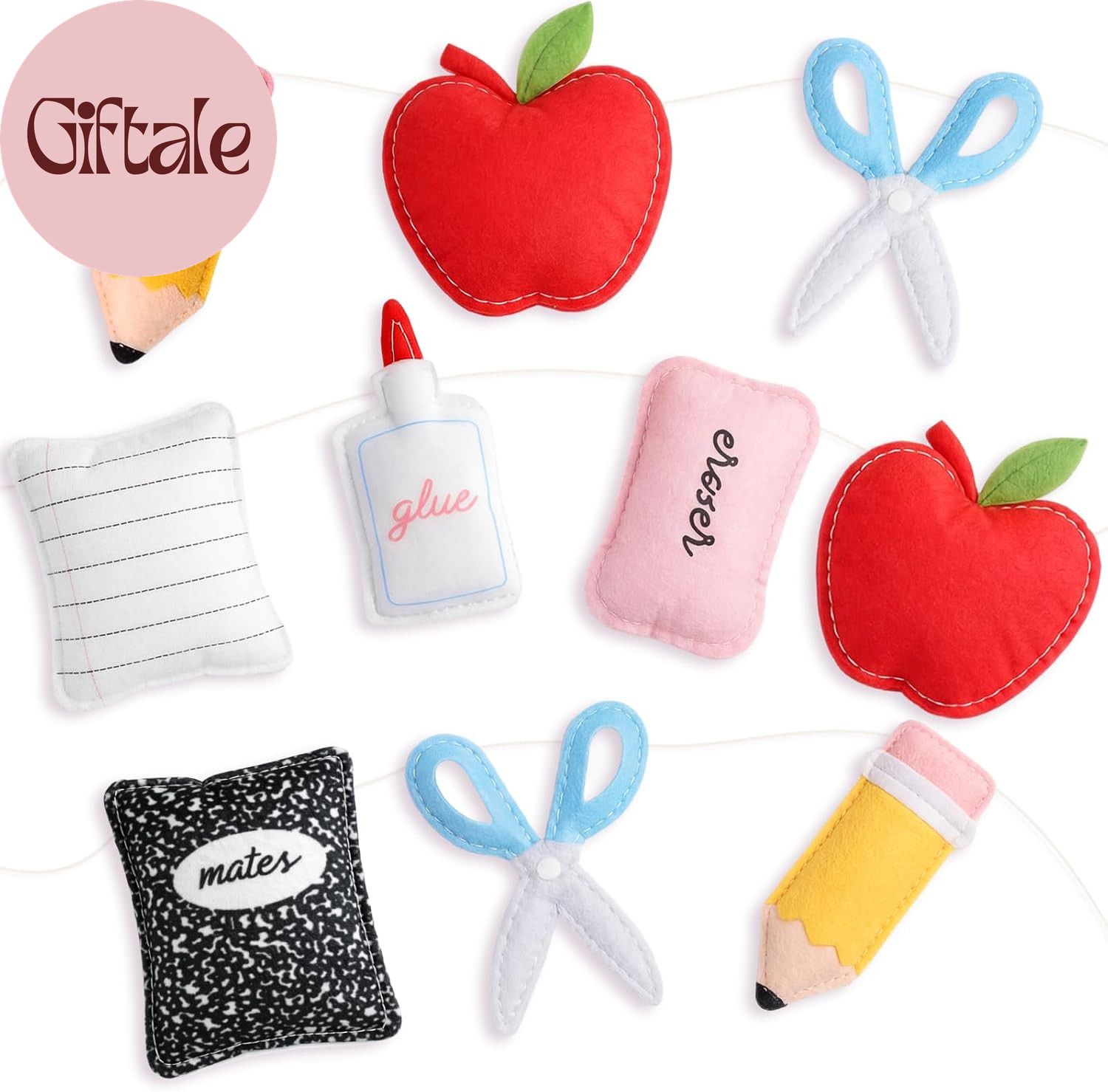 Apple Composition Notebooks Pencil Garland Felt Banner for Back to School Decora