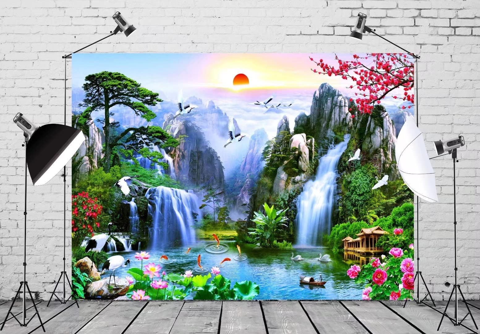 BELECO 7x5ft Fabric Fairyland Mountain Lake Photography 7x5FT, Waterfall-24