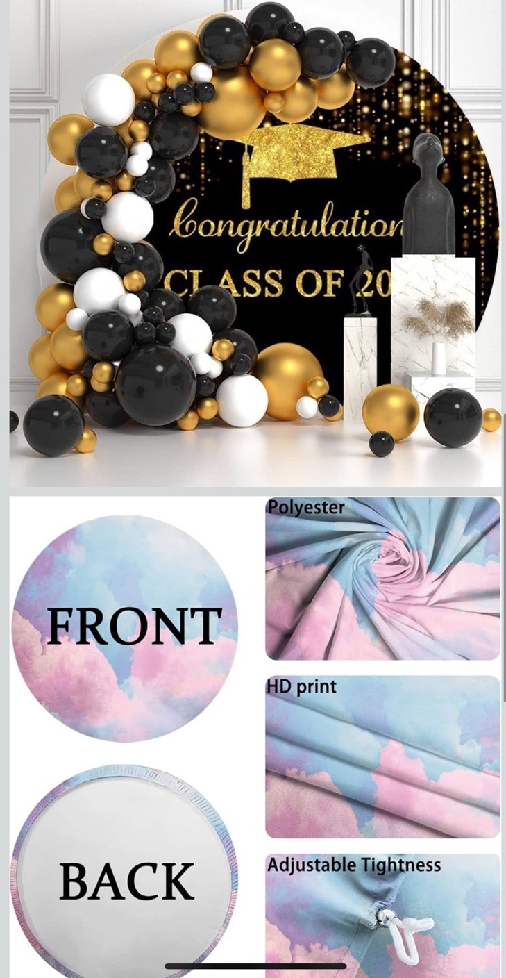Leyiyi 6.5×6.5ft Polyester Congratulations Class of 2025 Round Backdrop Cover Z9