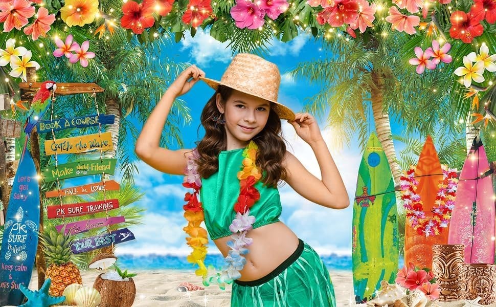 7x5ft Hawaiian Beach Backdrop Tropical Flowers Palm Leaves Party Photo Booth …