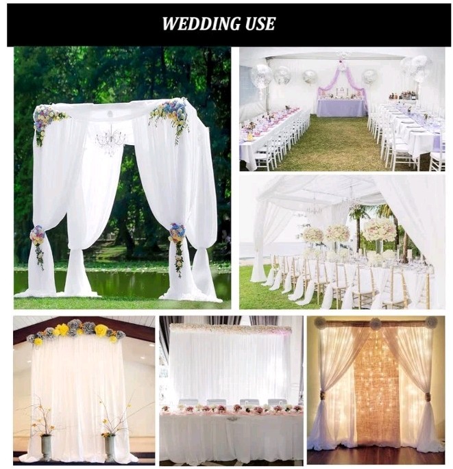 10ft x 10ft White Chiffon Backdrop Curtains for Wedding & Party Decor