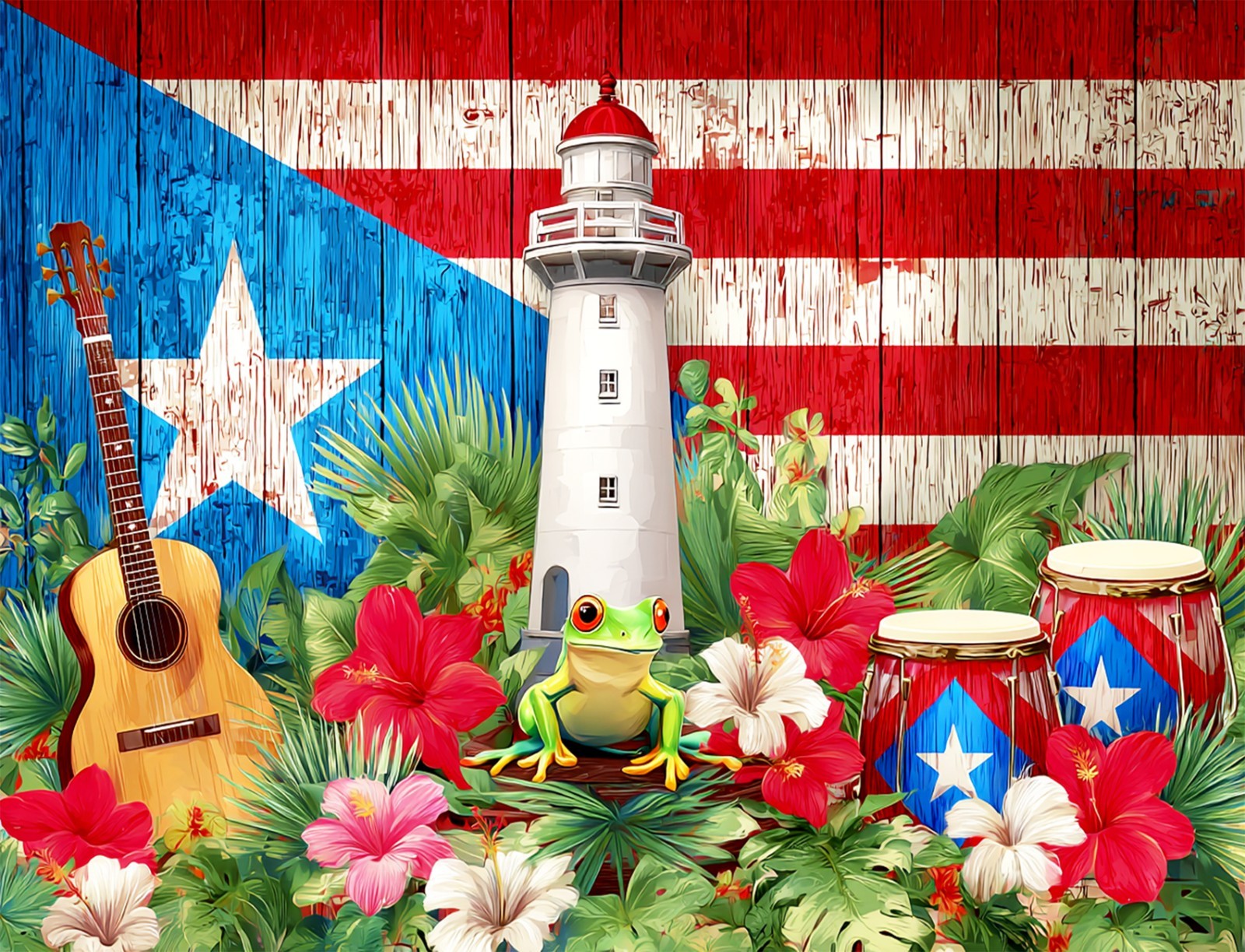 10x8ft Puerto Rico Backdrop Puerto Rico Flag Lighthouse Photo Background