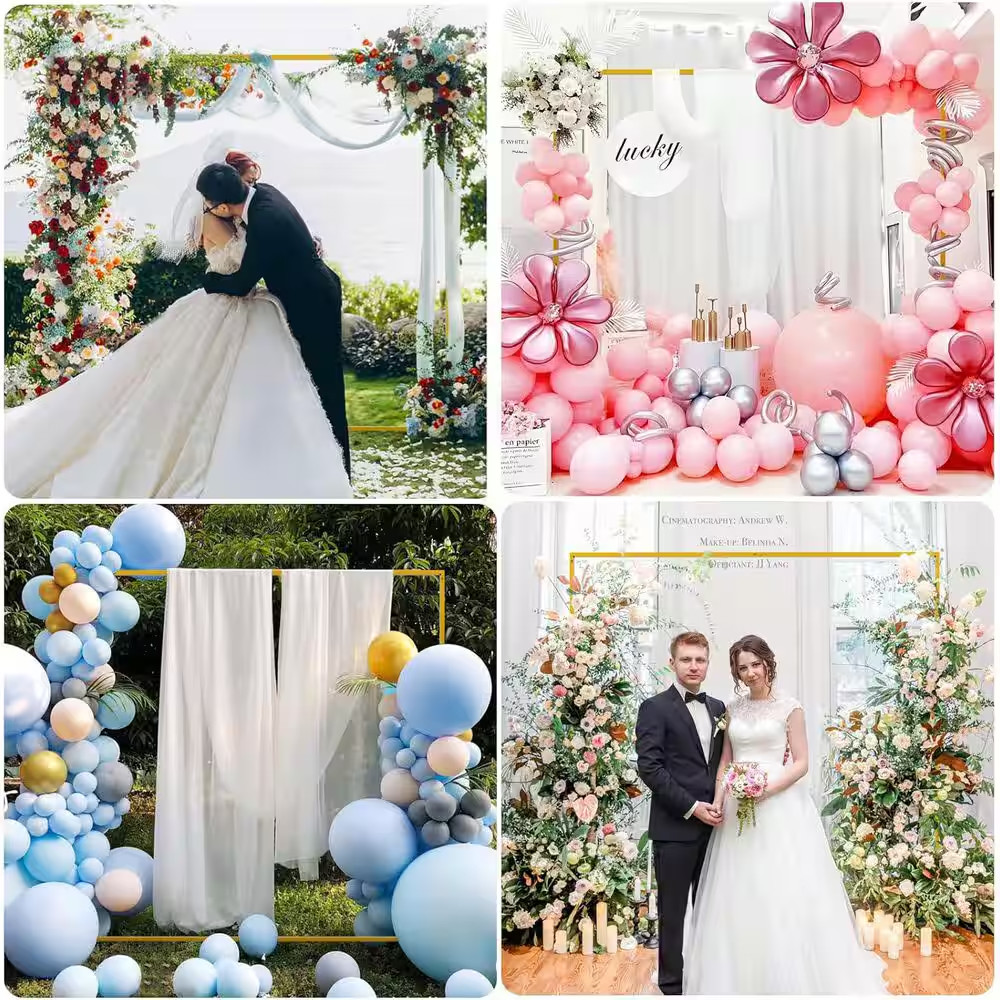 6.6 Ft. X 6.6 Ft. Gold Metal Wedding Arch Backdrop Stand Square Frame Ceremony P
