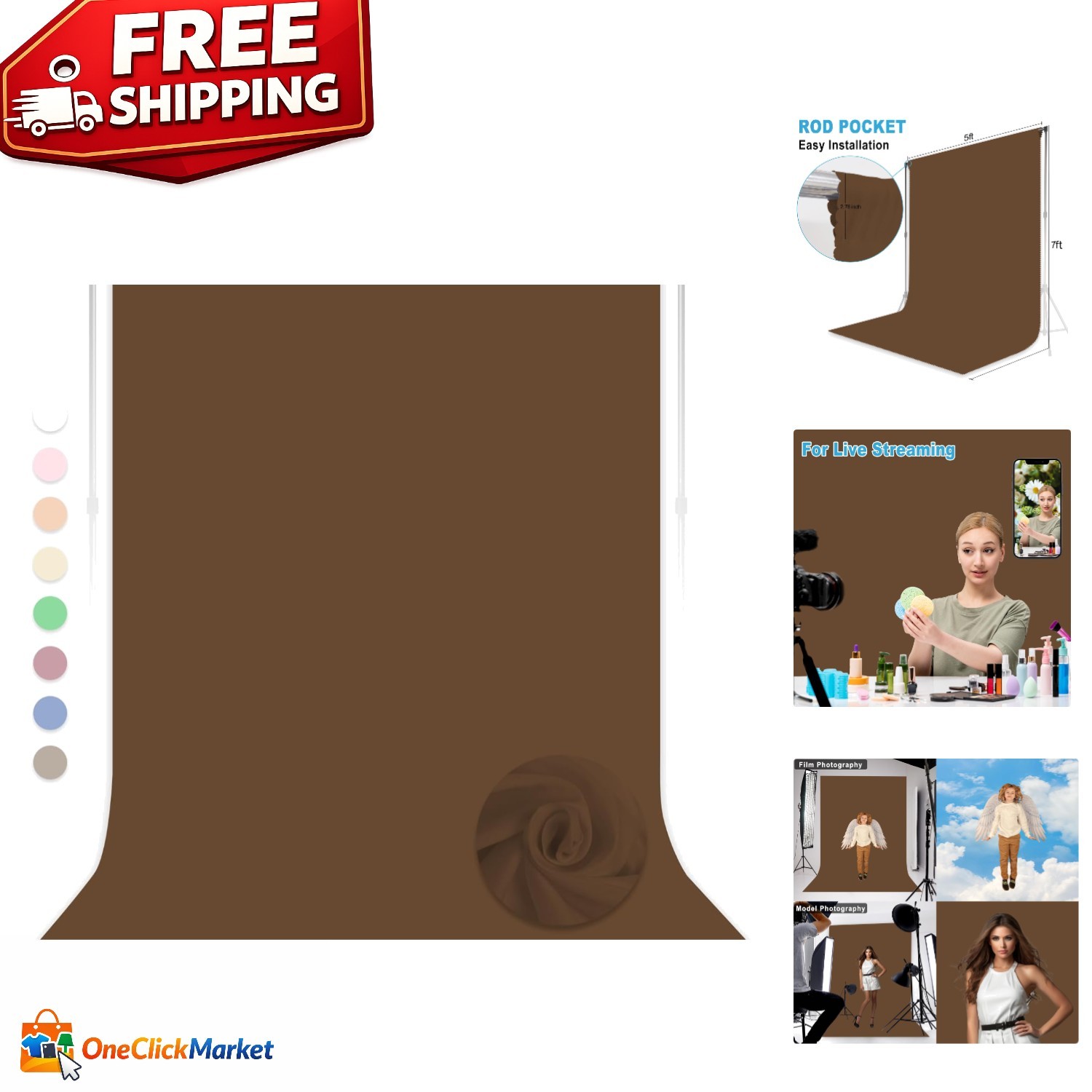 Versatile 5x7FT Brown Backdrop for Weddings, Parties, and Product Photography