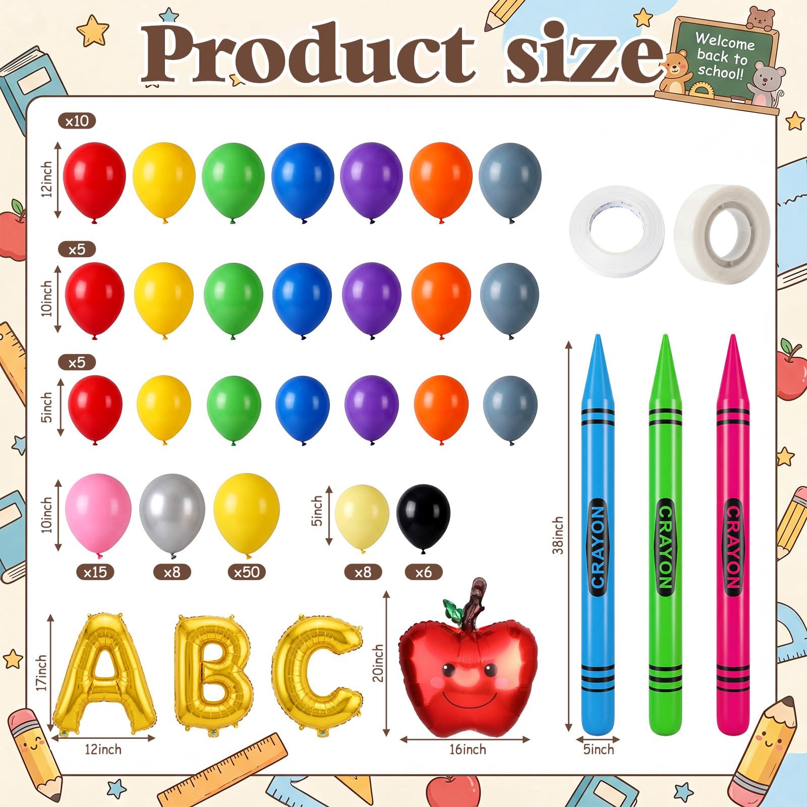 Back to Arch Decorations Arch Backdrop with Rainbow Balloon Garland Kit for W…