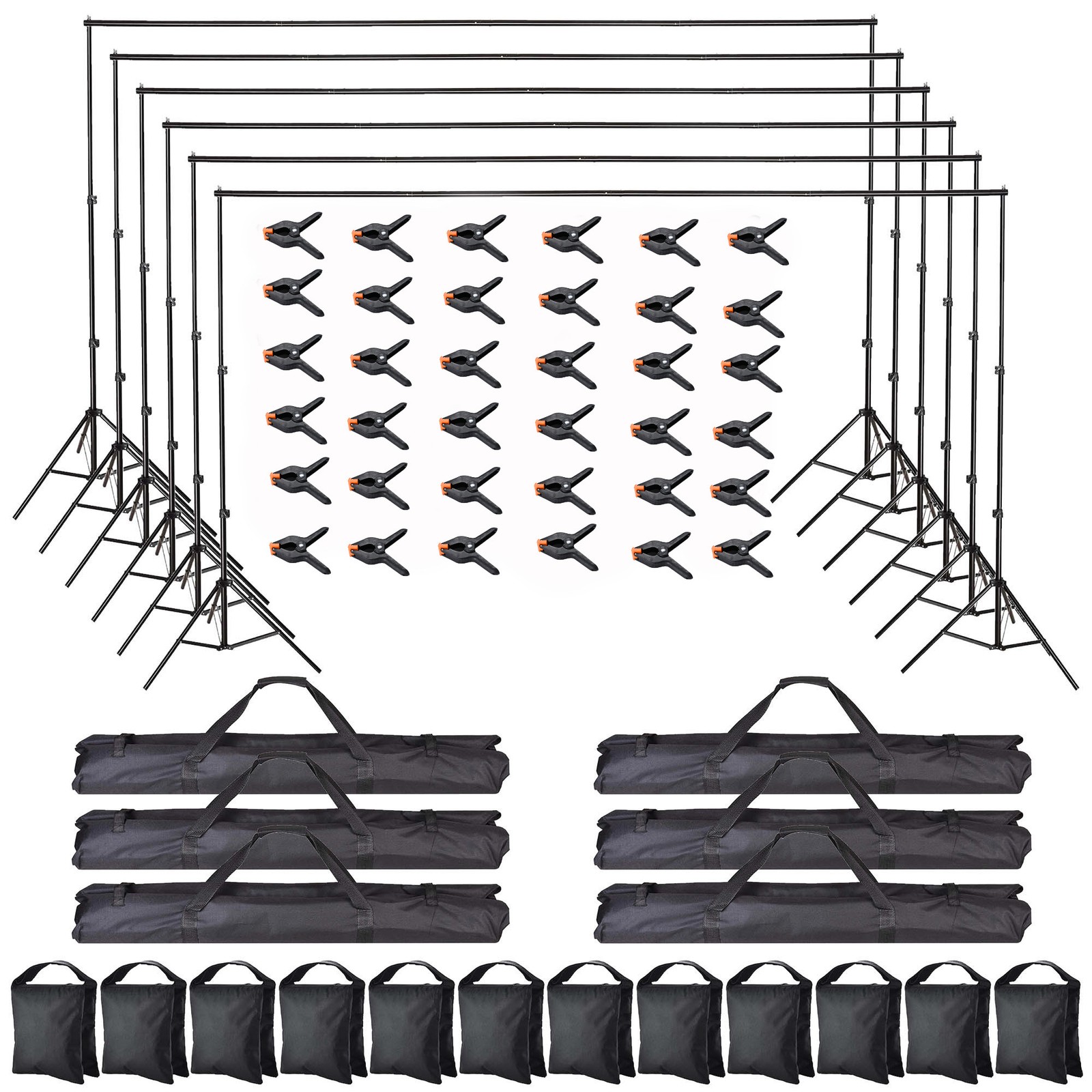7x10Ft Photography Background Backdrop Support Stand Kit for Live Stream 6 Packs