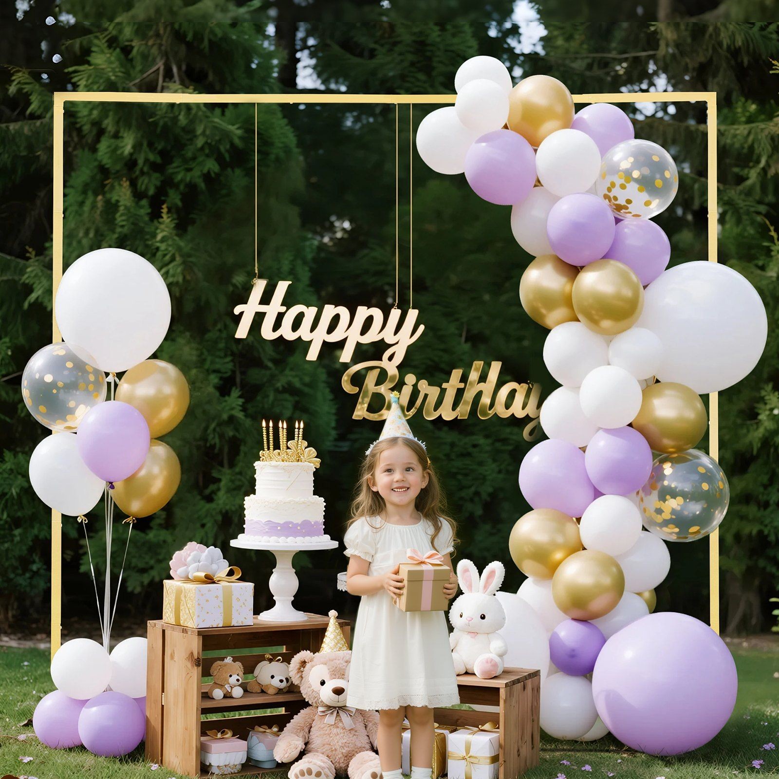 8x8ft Premium Gold Metal Arch with Clear Instruction Manual Included
