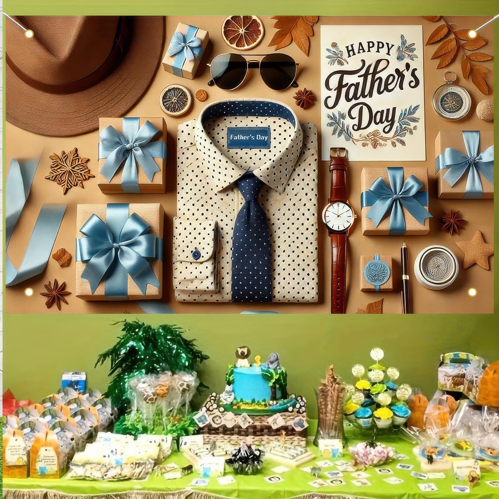 Fathers Day Suit Tie Backdrop Banner 71 x 43 Inch I Iove Dad Decoration Banner H