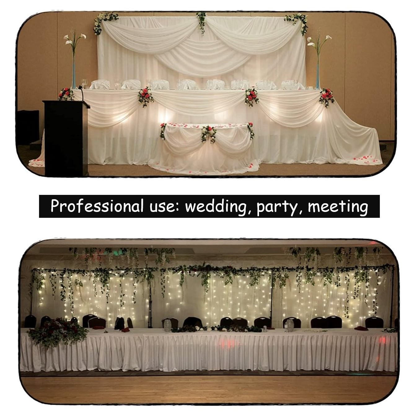 10 x 8 Ft Two Layers Backdrop White Chiffon Tulle Polyester Garage Divider