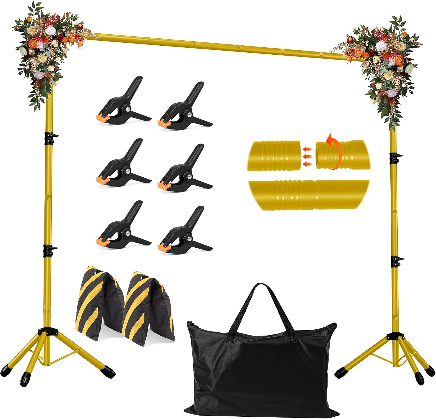 Backdrop Stand Adjustable 10×7.5 FT Background Stand Backdrop Parties Photo