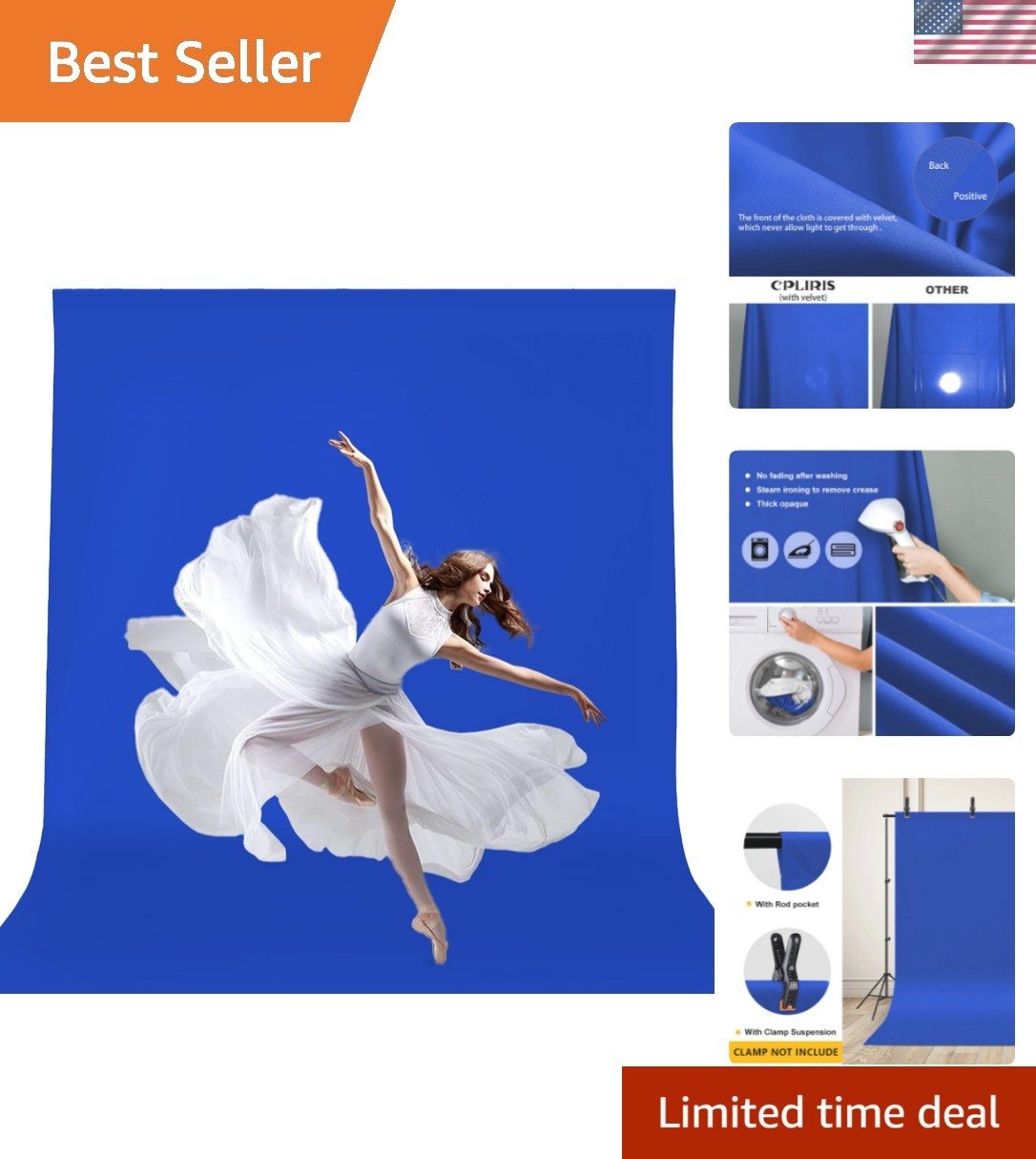 Professional 10x12ft Royal Blue Backdrop – Easy to Clean & Wrinkle-Resistant