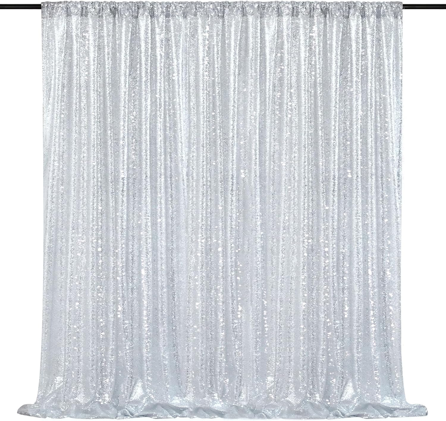 Silver Sequin Backdrop 7Ft X 7Ft Glitter Photo Booth Backdrop Curtains for Weddi