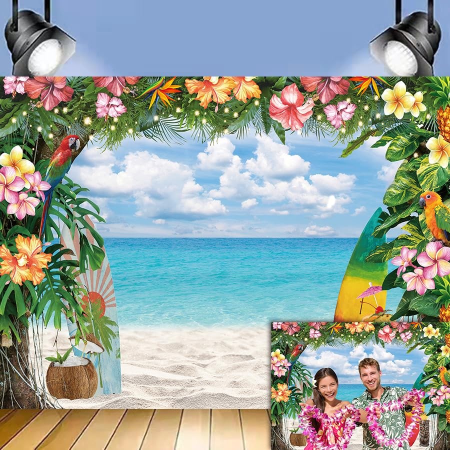 Telon De Fondo De Playa Hawaiana De Verano Flores Tropicales Fondo De Fotogra…