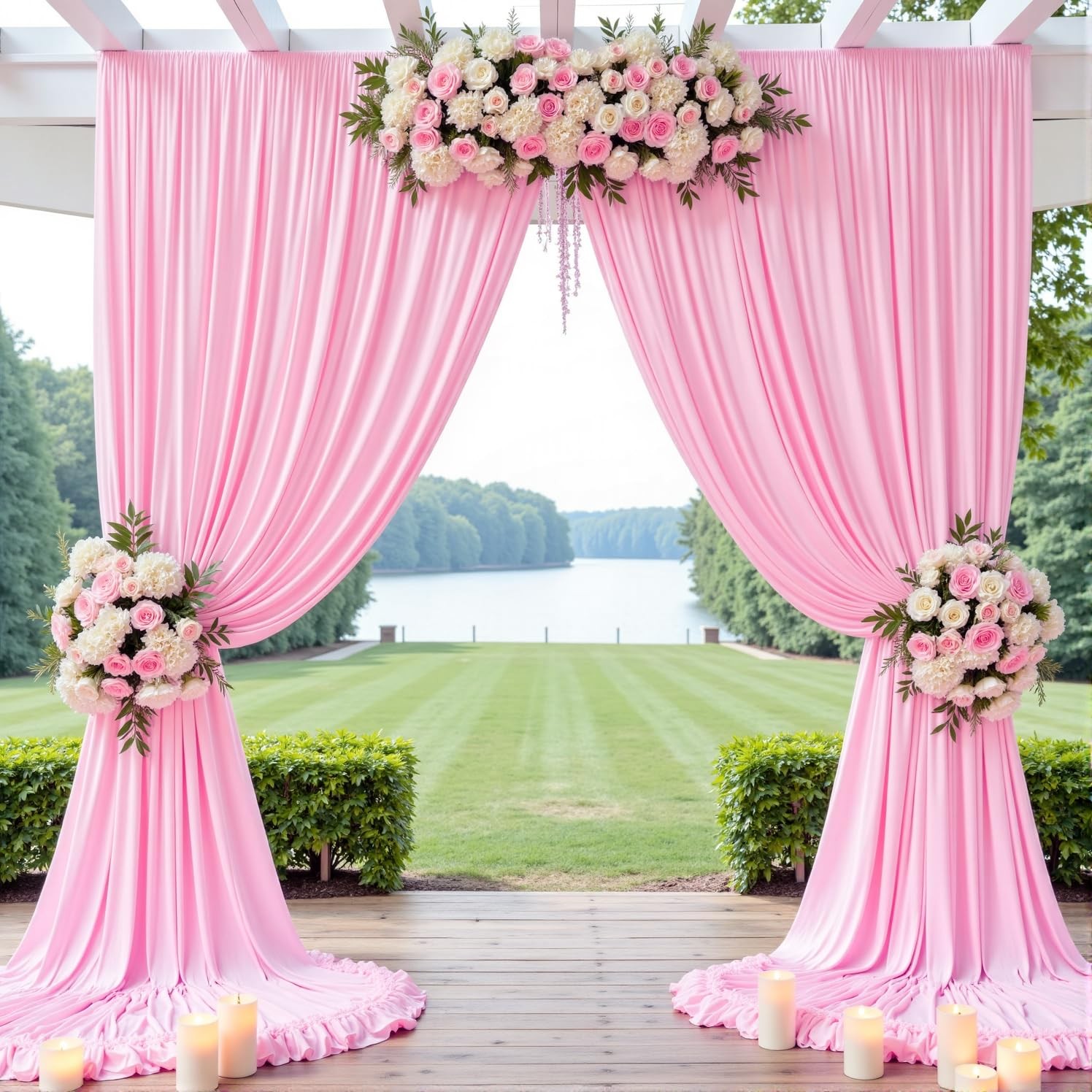 10ft x 8ft Free Pink Backdrop Curtain Drapes, Thick Polyester Baby Pink Backd…