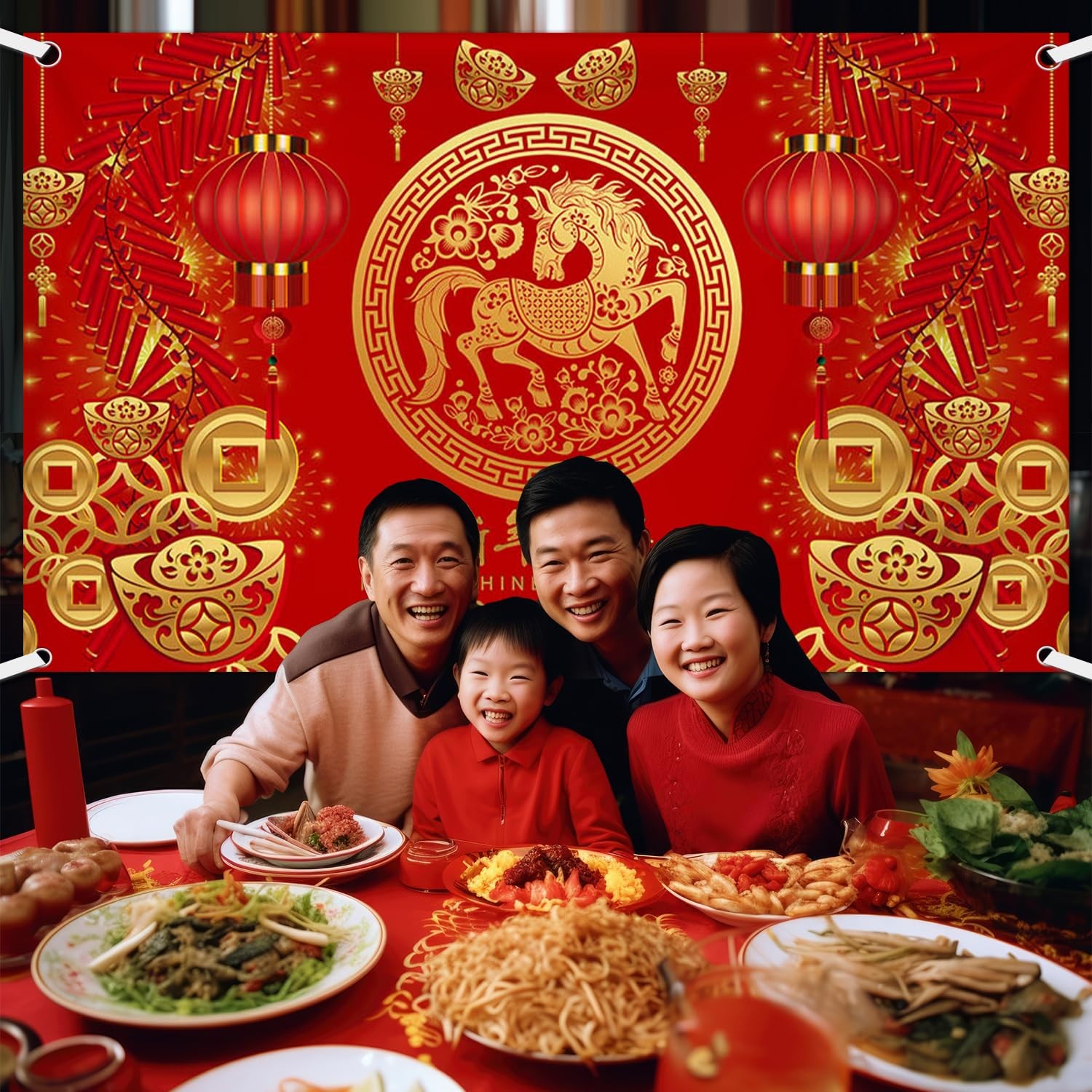 AIBIIN 2026 Happy Chinese New Year Backdrop 2026 Lunar Year of The Horse Luck…