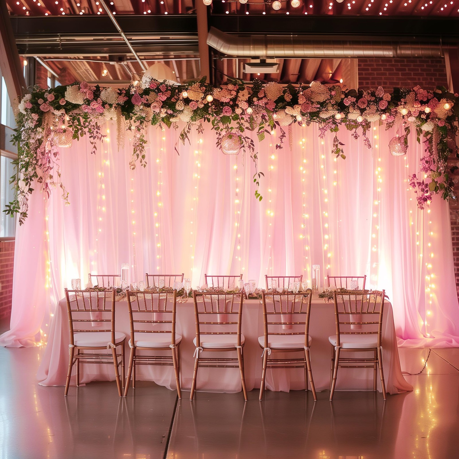 Tulle Backdrop Curtain With Lights 10x8ft Pink Sheer Wedding Party Decor