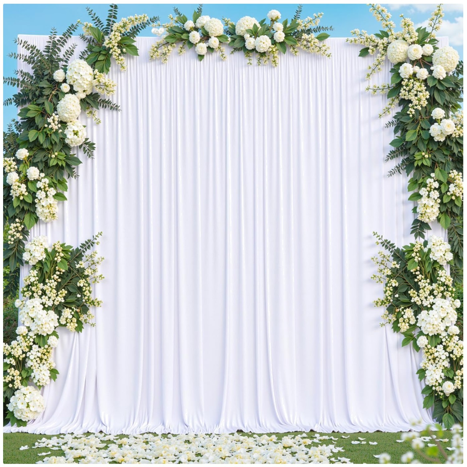 Satin White Backdrop Curtains 10ft x 7ft