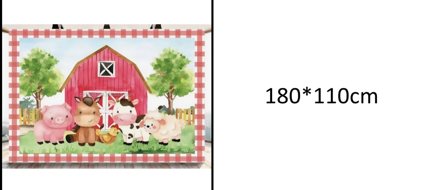 Cartoon Barn Animals Farm Photo Studio Backdrop Multicolor 180x110cm