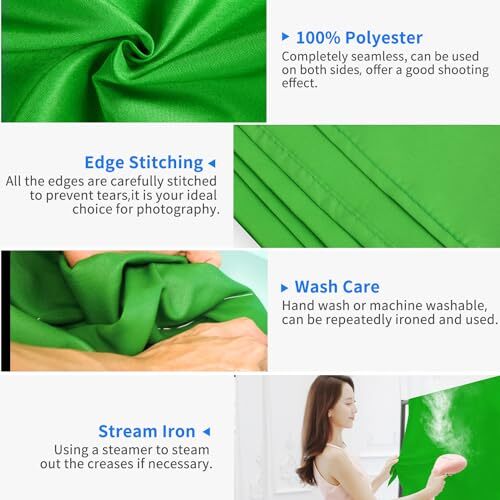 Screen Backdrop, 5 x 6.5 ft Photography Chroma Keyscreen 5×6.5ft Green