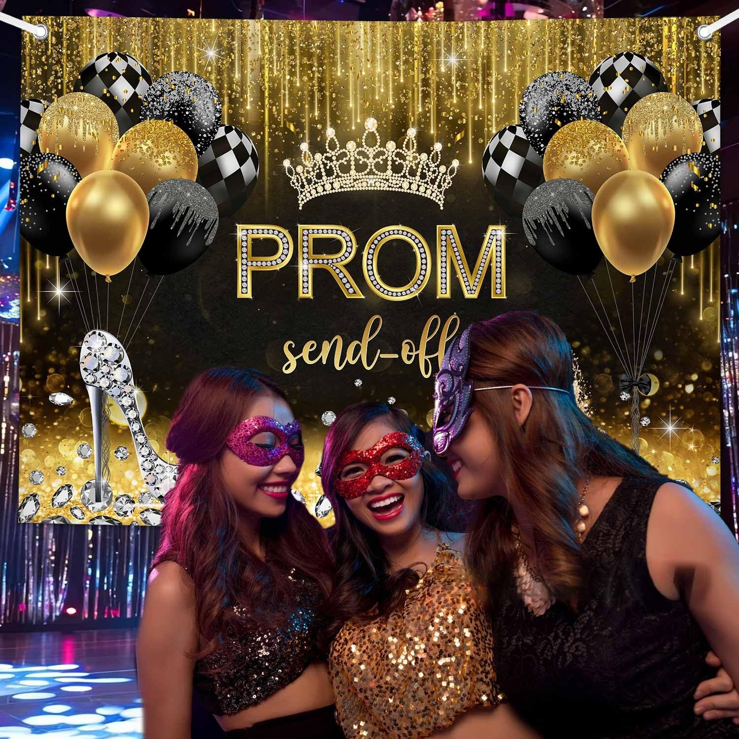 7x5ft Prom Photo Backdrop for Women, Gold 2026 Graduation Photography Background
