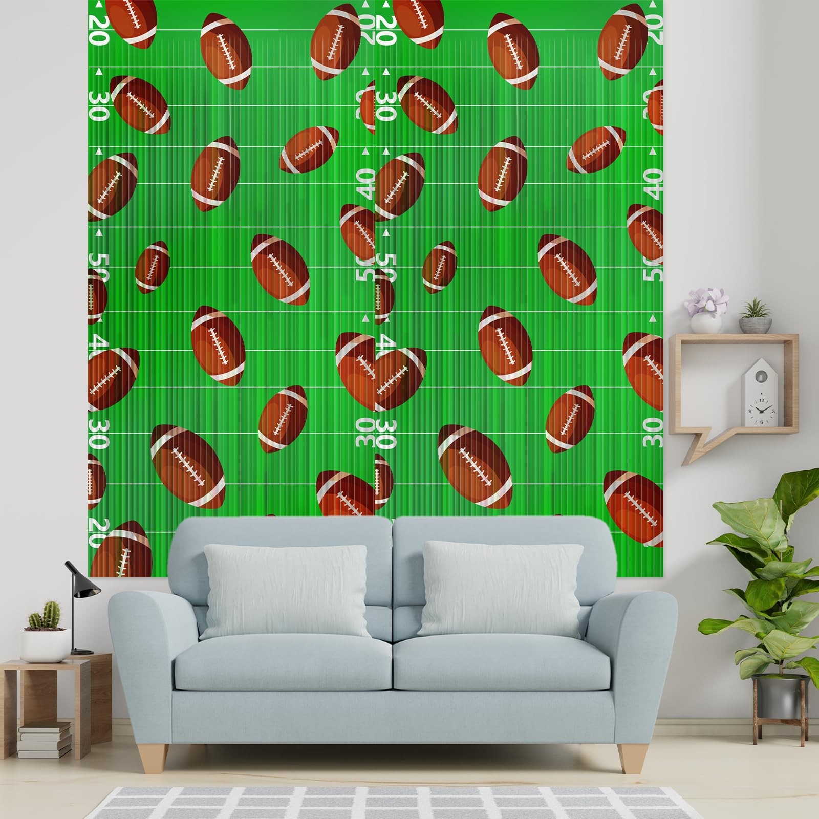2 PCS Football Foil Fringe Curtain Party Decor Tinsel Streamer 3.3×6.6 Ft