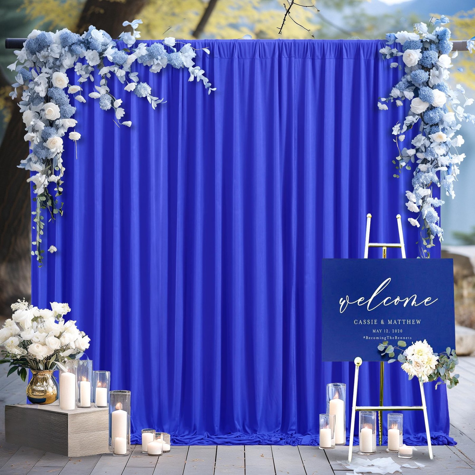 Royal Blue Backdrop Curtain 2 Panels–Royal Blue Curtains Polyester Photograp…
