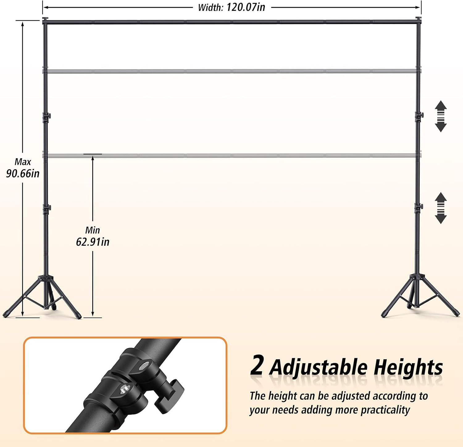 Forlogic Backdrop Stand 10X7.5Ft(Wxh), Heavy Duty Adjustable Photo Back Drop Sta