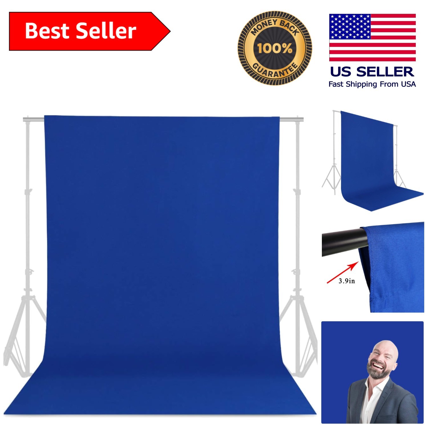 Elegant 6FT x 10FT Royal Blue Seamless Background – Perfect for Photoshoots