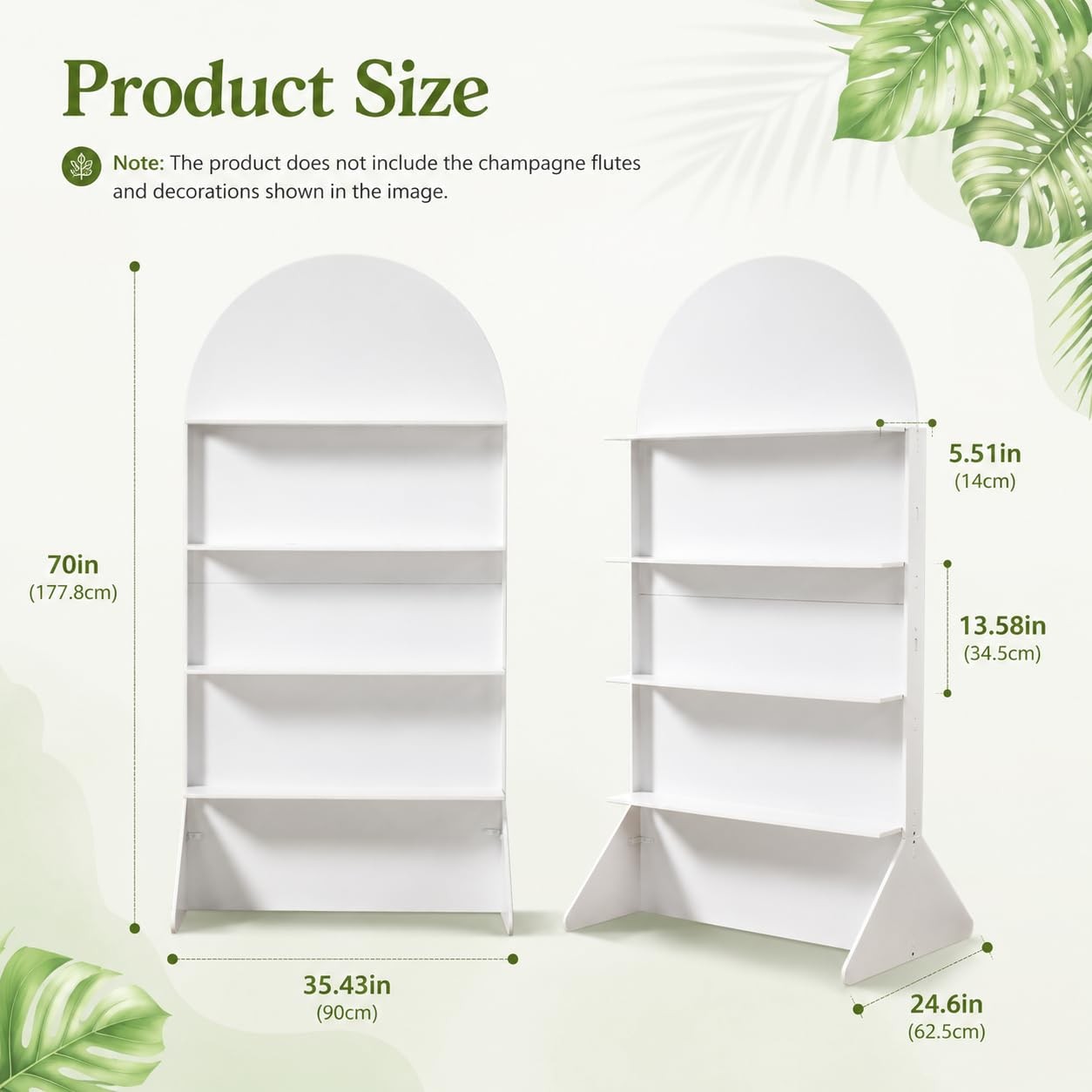 Sicrifety 5.9 ft 4-Tier Champagne Wall 70 x 35.43 x 24.6 inches, White