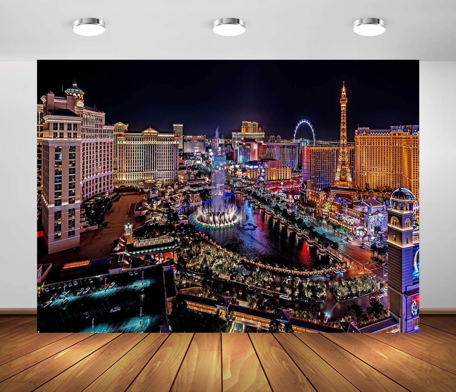 BELECO 7x5ft Fabric Las Vegas Backdrop Night in Vegas, 7x5FT, CHa18210