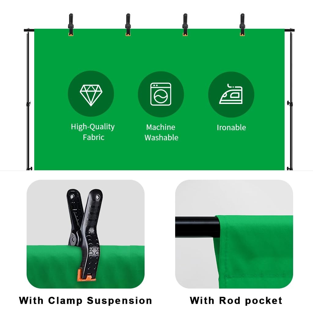 10×12 Ft Chromakey Green Screen Backdrop Polyester Collapsible Background