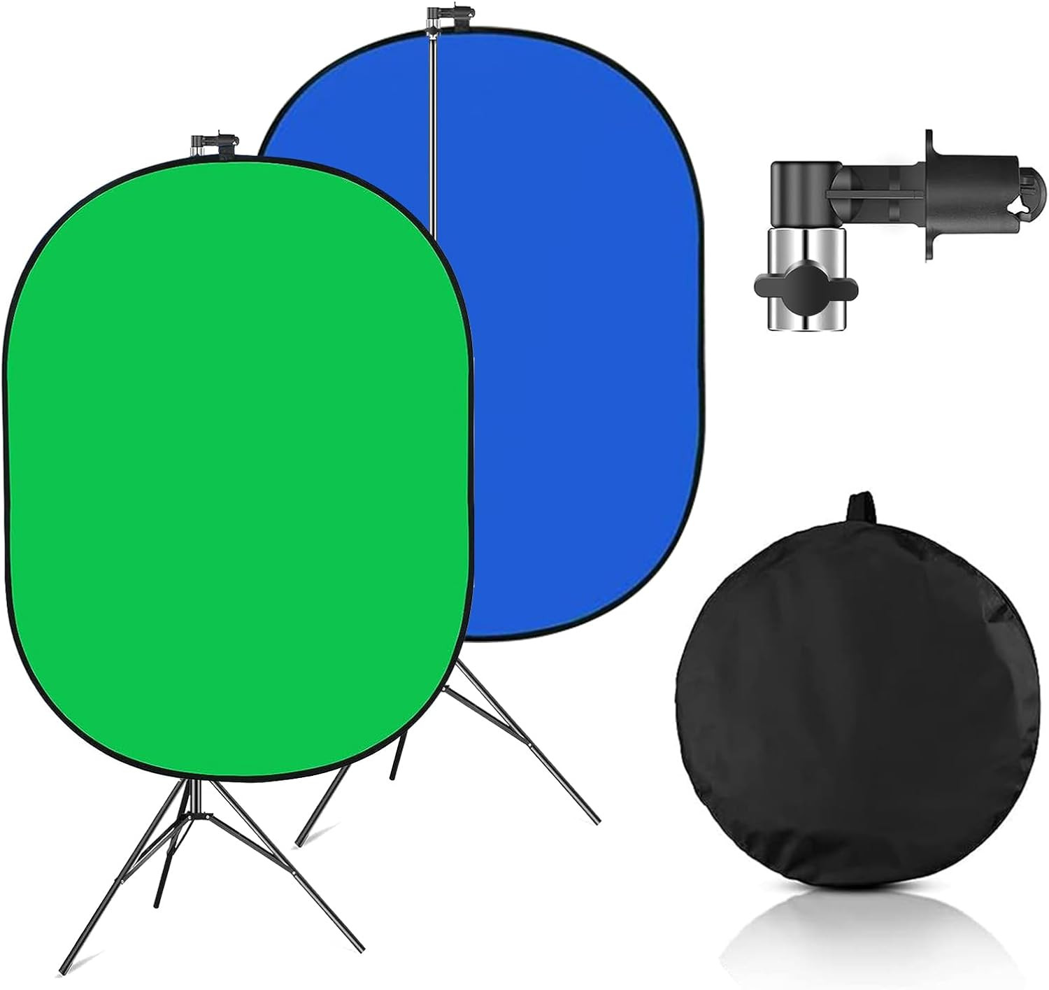 Portable Green Screen Backdrop with Stand,Foldable 5X7Ft Chromakey Blue&Green Sc