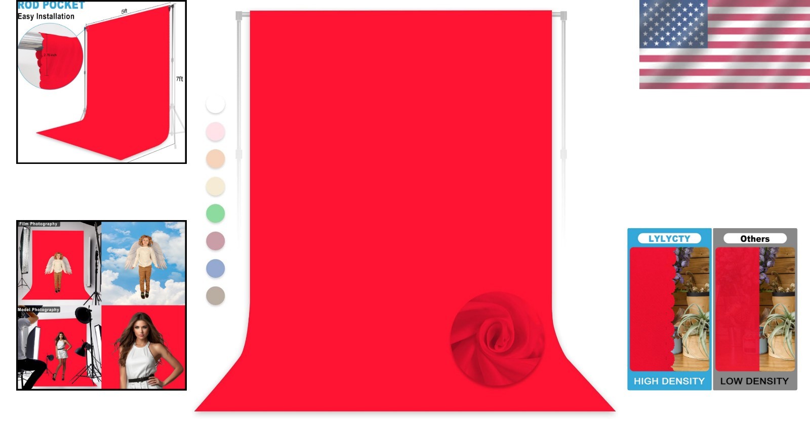 Professional 5×7 FT Red Polyester Backdrop – For Portraits & Product Photography
