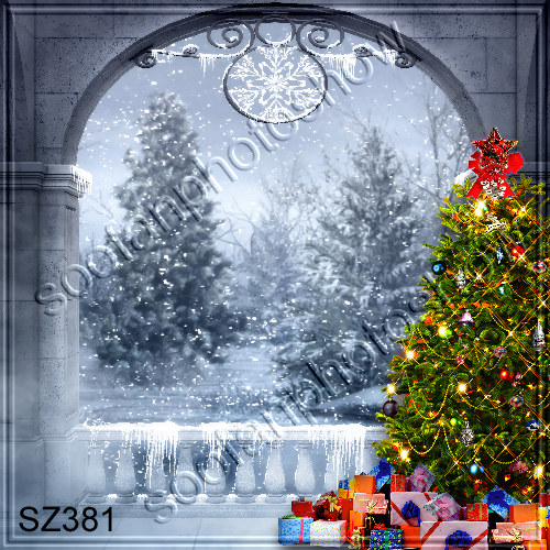 8’x8′ Christmas Computer Painted Season Scenic background backdrop SZ381B11