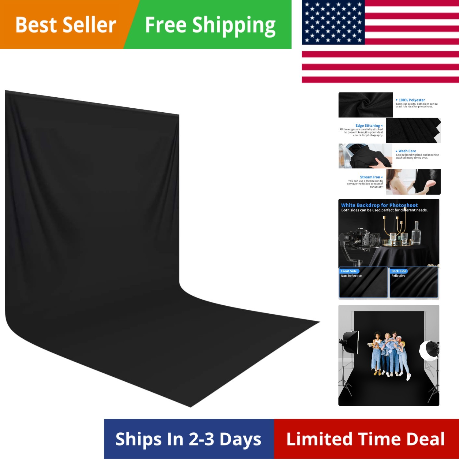 Black Backdrop Background,10×20 ft Black Screen for Photoshoot, Photo Backdro…
