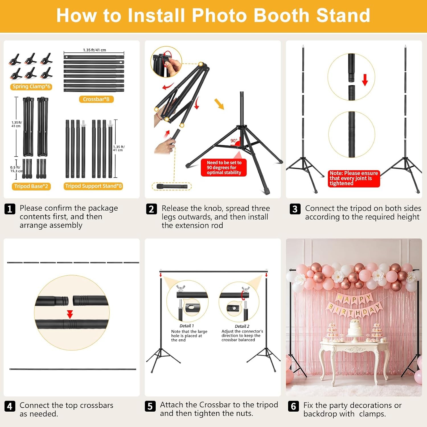 Adjustable Photography Studio Backdrop Stand Background Support Kit Wedding