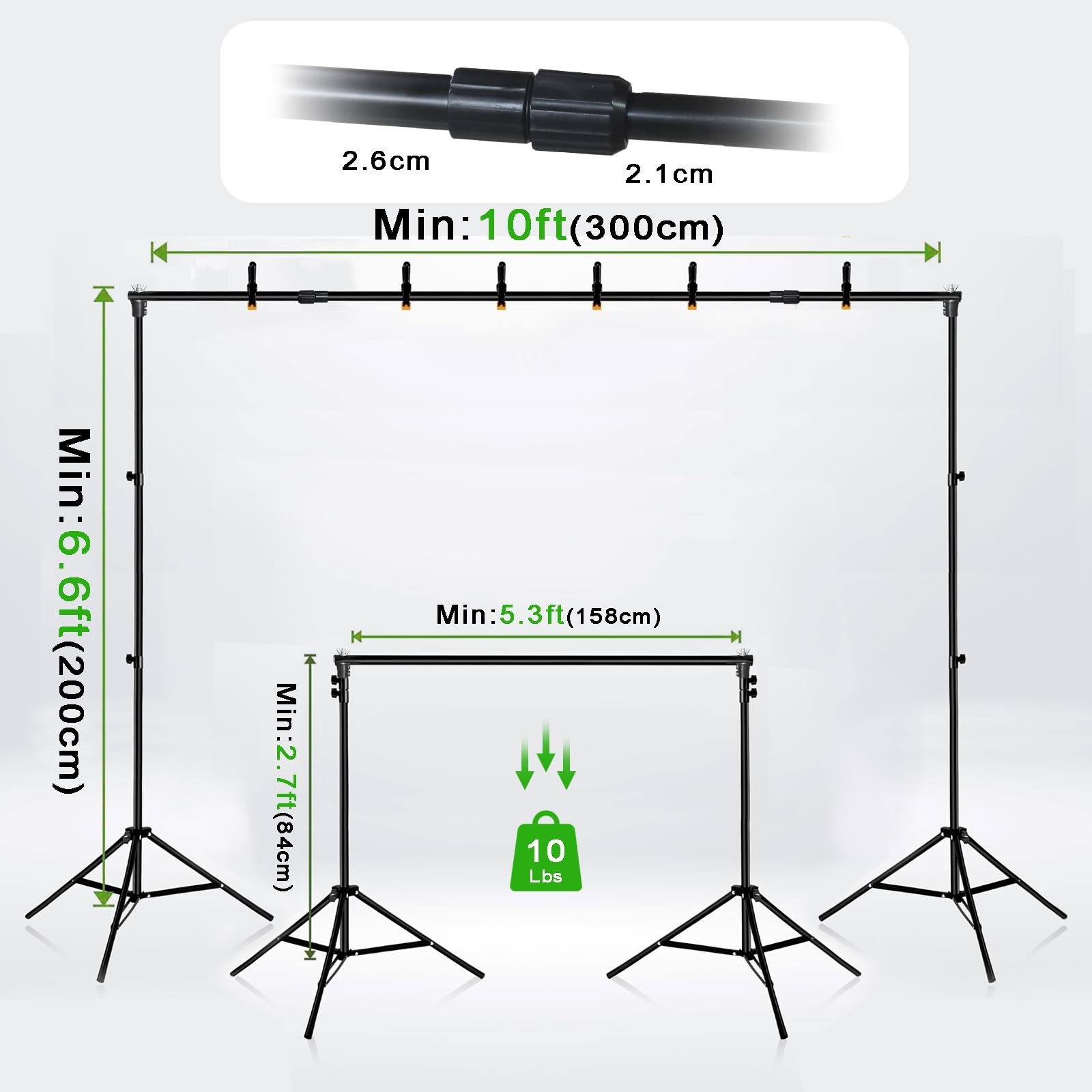 Green Screen Backdrop Kit 10×6.6ft with Tripod Stand, Chroma Key Background S…