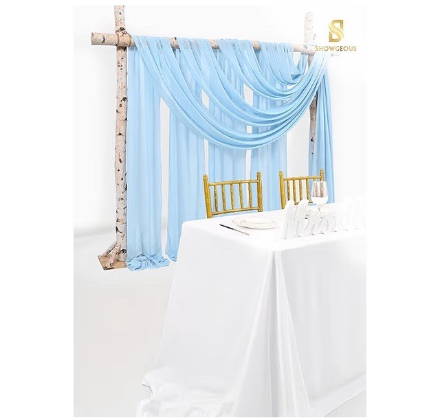 Wedding Arch Drapes Fabric 4 Panels 20Ft L x 28” Baby Blue Arch Chiffon Curtains